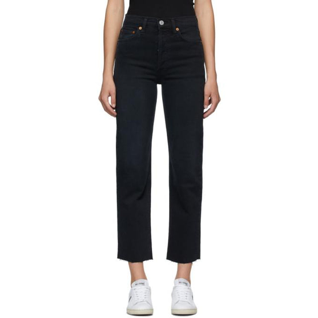 Re/Done Black High-Rise Stove Pipe Jeans