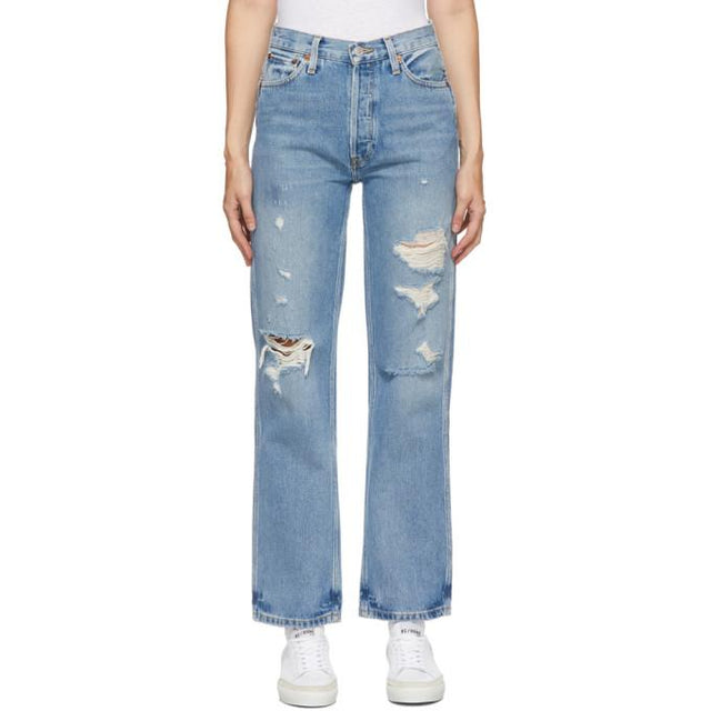 Re/Done Blue 90s High Rise Loose Jeans