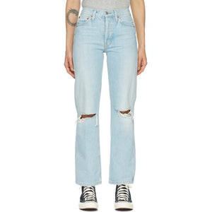 Re/Done Blue Distressed 90s High Rise Loose Jeans