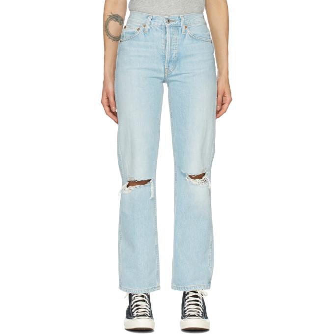 Re/Done Blue Distressed 90s High Rise Loose Jeans