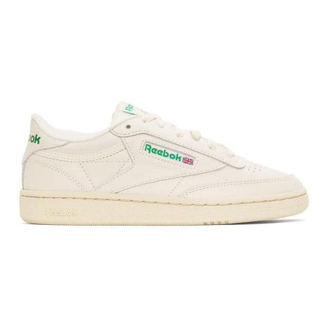 Reebok Classics Off-White and Green Club C 85 Vintage Sneakers