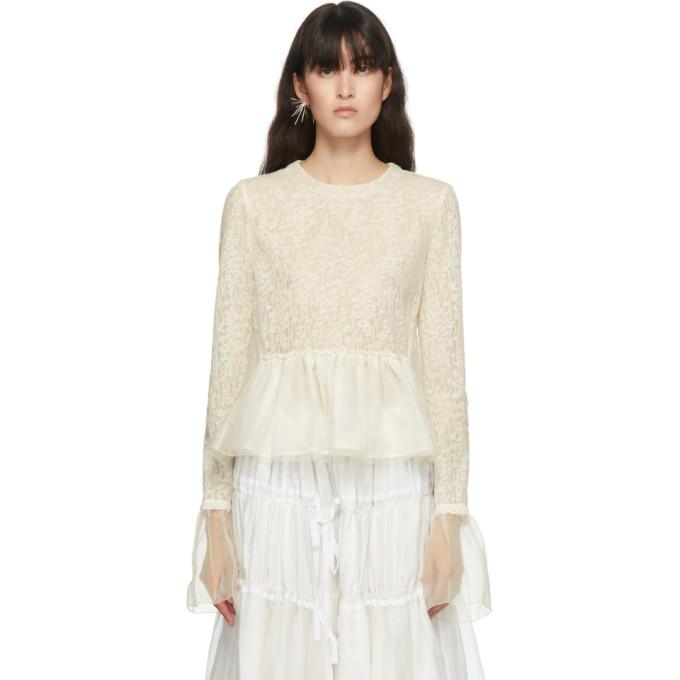 Renli Su Off-White Wool and Silk Lace Blouse