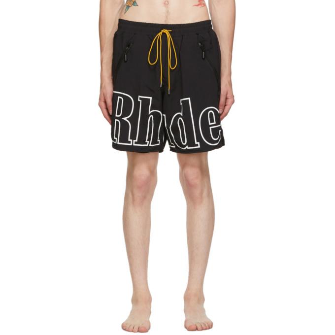 Rhude SSENSE Exclusive Black and White Contrast Swim Shorts