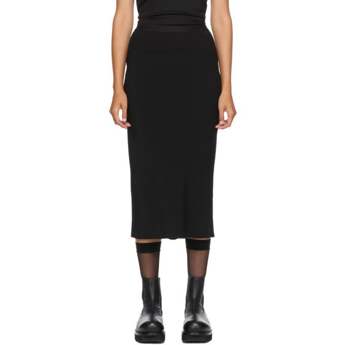 Rick Owens Black Crepe Mid-Length Skirt