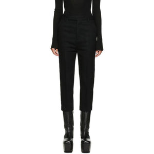 Rick Owens Black Flannel Cropped Astaire Trousers – BlackSkinny