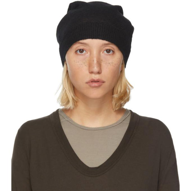 Rick Owens Black Mohair and Alpaca Medium Beanie