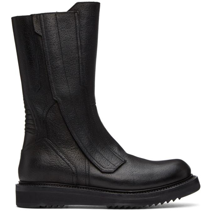 Rick Owens Black Motocross Biker Mid-Calf Boots