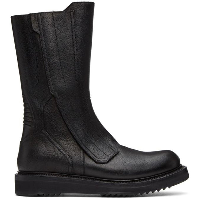Rick Owens Black Motocross Biker Mid-Calf Boots