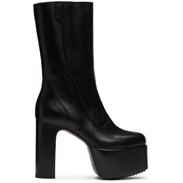 Rick Owens Black Motocross Kiss 65 Mid-Calf Boots