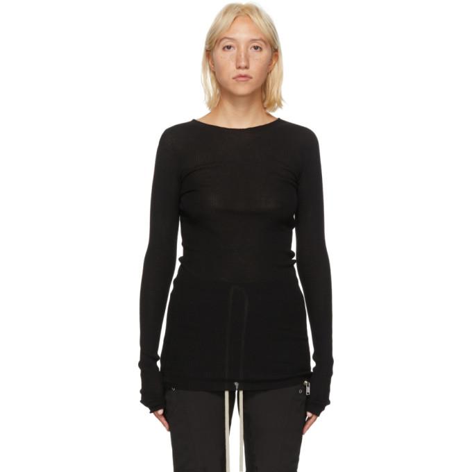 Rick Owens Black Ribbed Merino Sweater