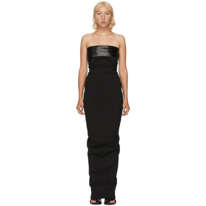 Rick Owens Black Satin Bustier Gown Dress