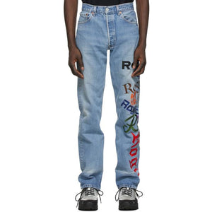 ROGIC Blue Embroidered Jeans
