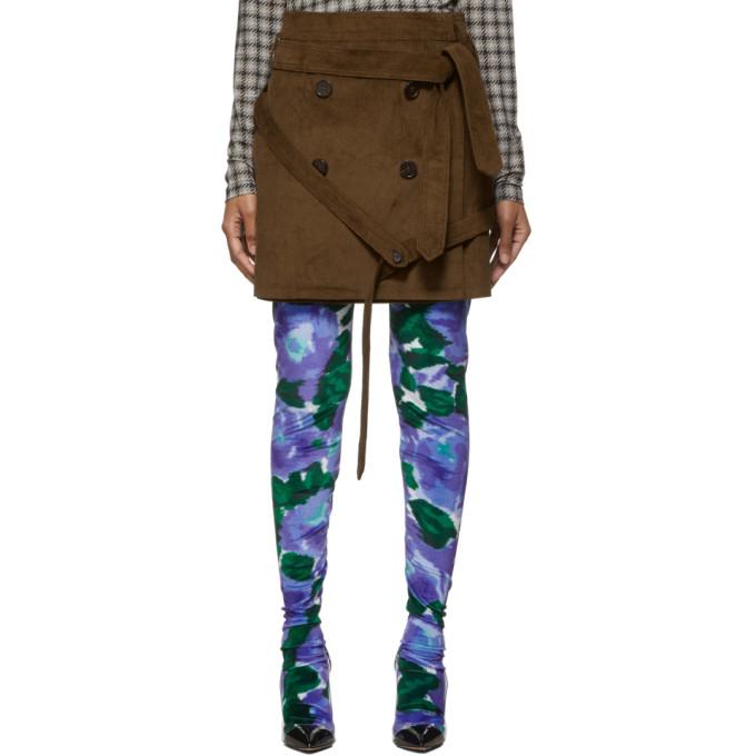 Rokh Brown Corduroy Wrap Miniskirt