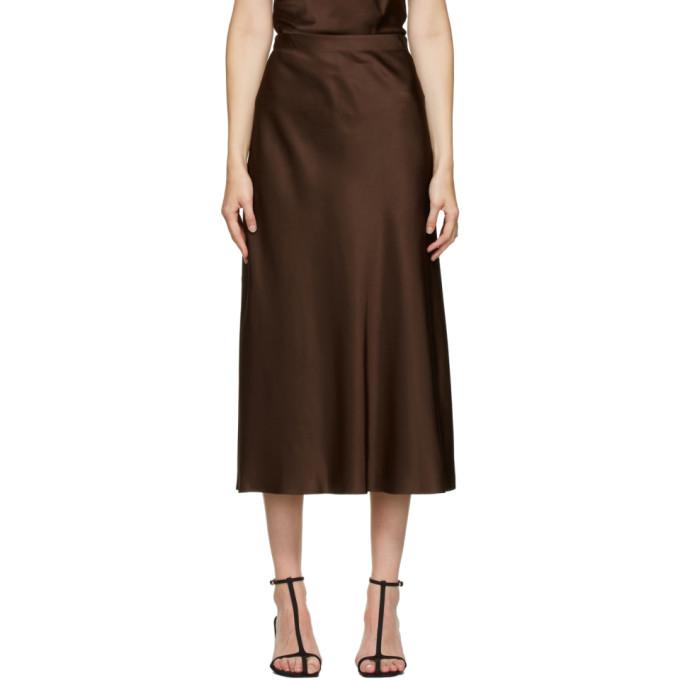 Rosetta Getty Brown Satin Bias Skirt