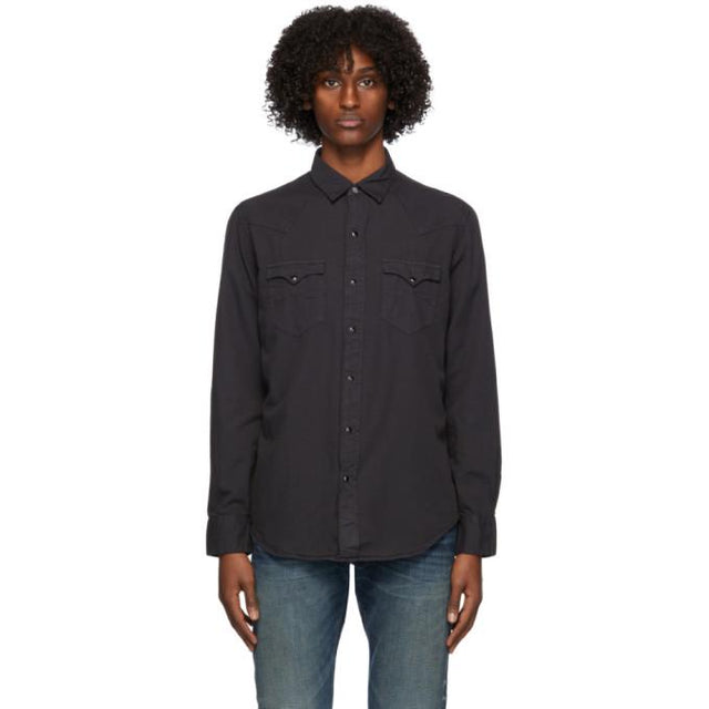 RRL Black Twill Western Shirt