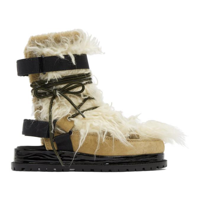 Sacai Beige Open Back Boots