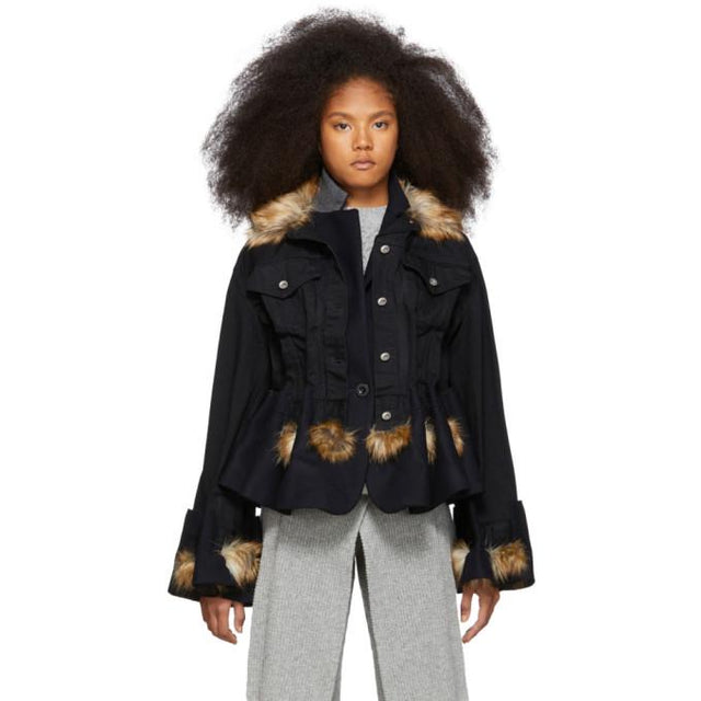 Sacai Black and Navy Denim Jacket