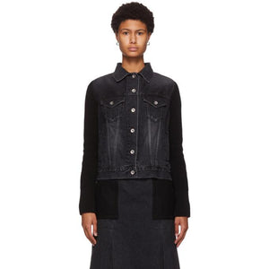 Sacai Black and Navy Denim Wool Jacket