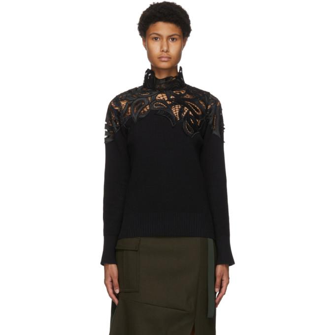 Sacai Black Lace Paisley Turtleneck