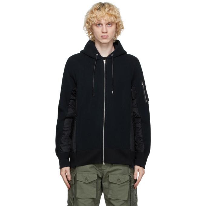 Sacai Black Sponge Sweat X MA1 Hoodie – BlackSkinny