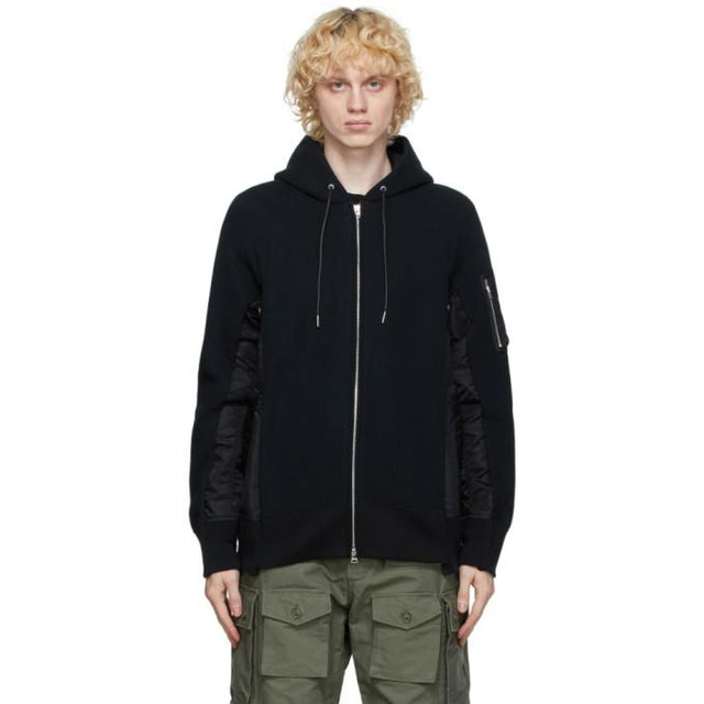 Sacai Black Sponge Sweat X MA1 Hoodie