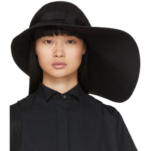 Sacai Black Wide Brim Beach Hat