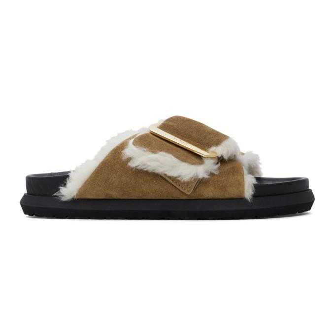 Sacai Brown Faux-Fur Sandals – BlackSkinny