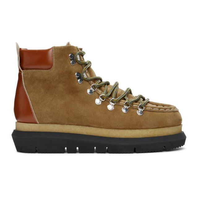 Sacai Brown Suede Lace-Up Boots