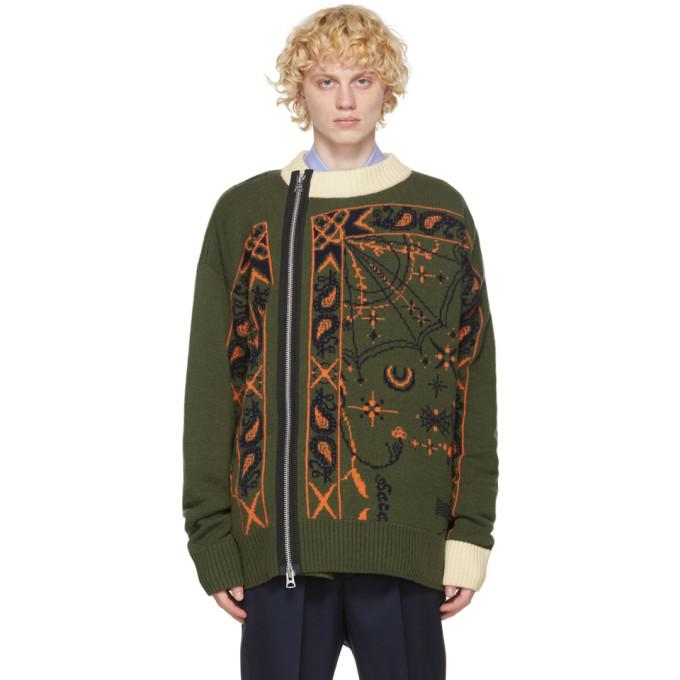Sacai Khaki Dr. Woo Edition Wool Bandana Sweater