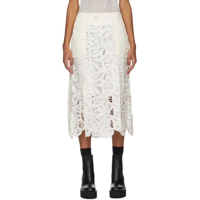 Sacai Off-White Embroidered Paisley Lace Skirt