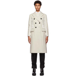 Sacai Off-White Wool and Nylon Coat