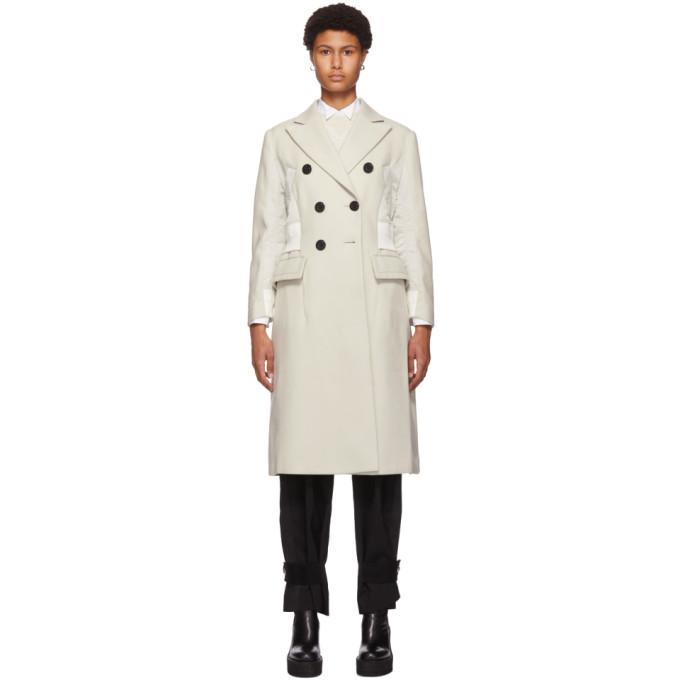 Sacai Off-White Wool and Nylon Coat