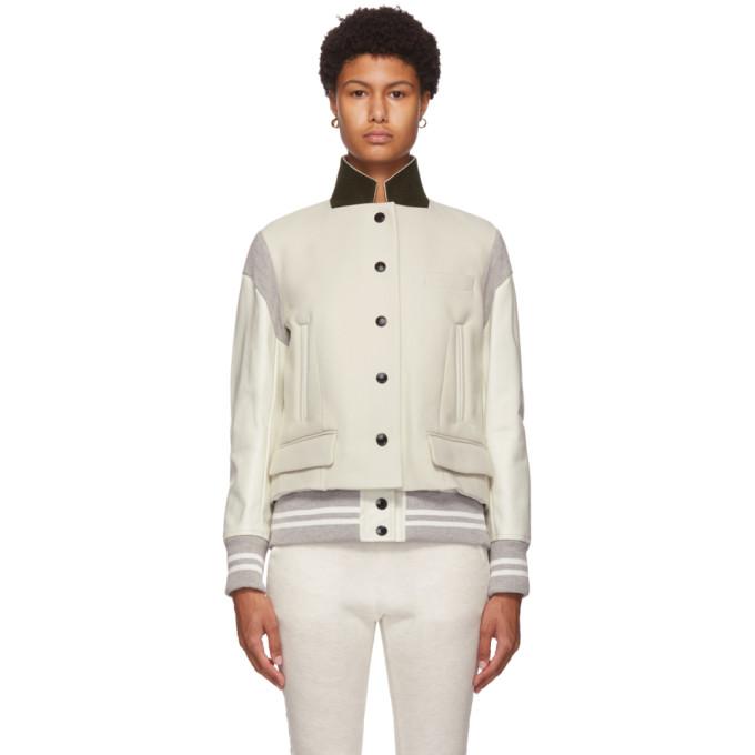Sacai Off-White Wool Varsity Jacket