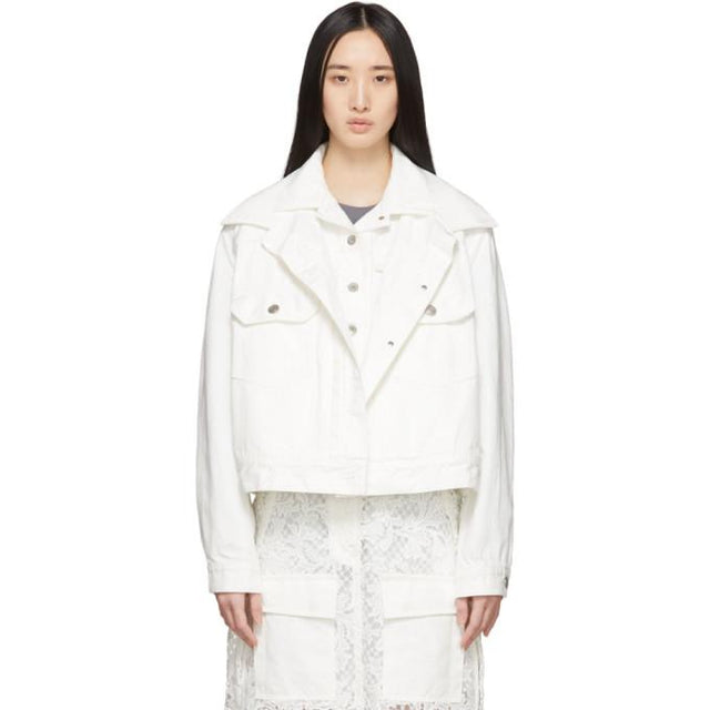 Sacai White Denim Double-Layer Jacket