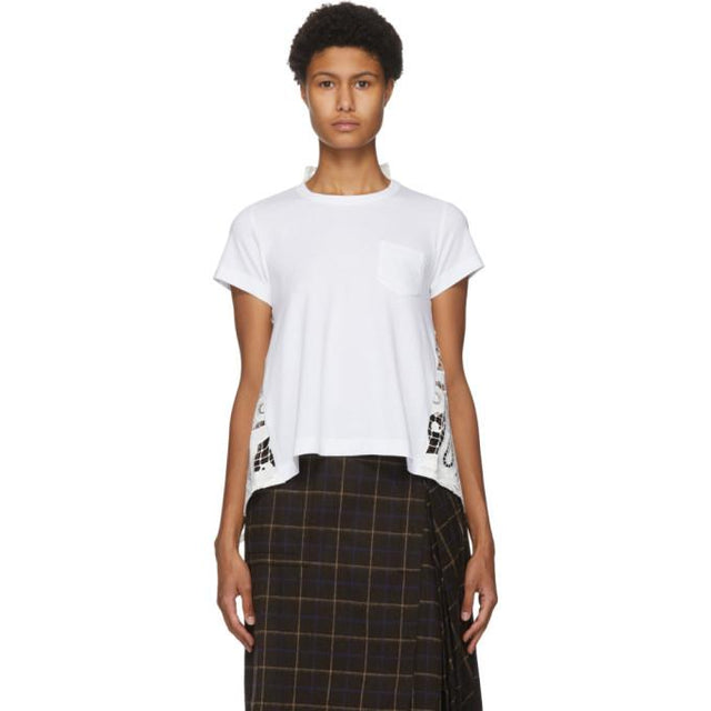Sacai White Lace Paisley Back T-Shirt