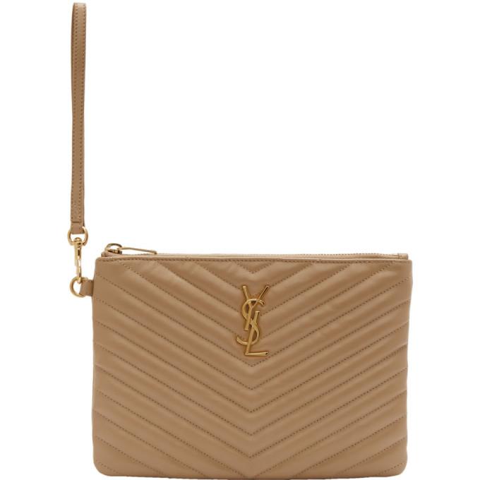 Saint Laurent Beige Monogramme A5 Pouch