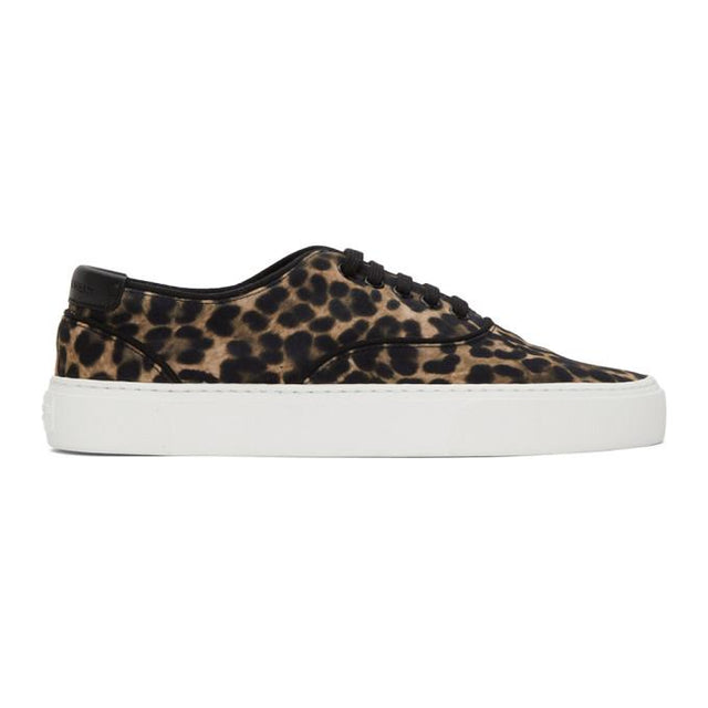 Saint Laurent Black and Brown Leopard Venice Sneakers