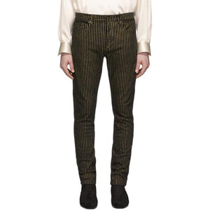Saint Laurent Black and Gold Stripe Jeans