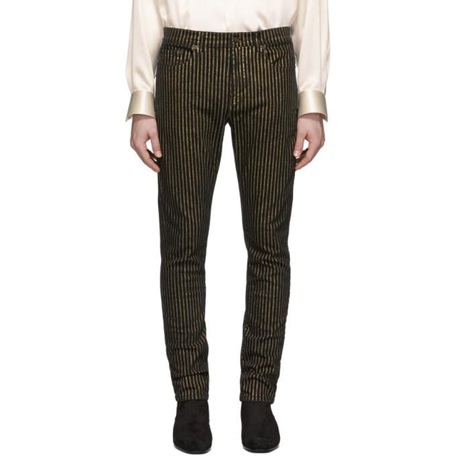 Saint Laurent Black and Gold Stripe Jeans