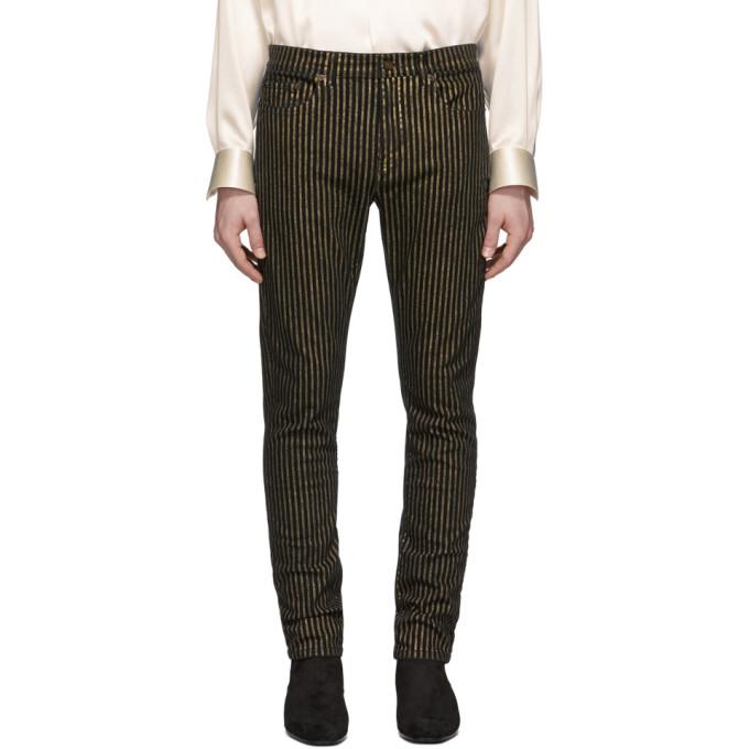 Saint Laurent Black and Gold Stripe Jeans