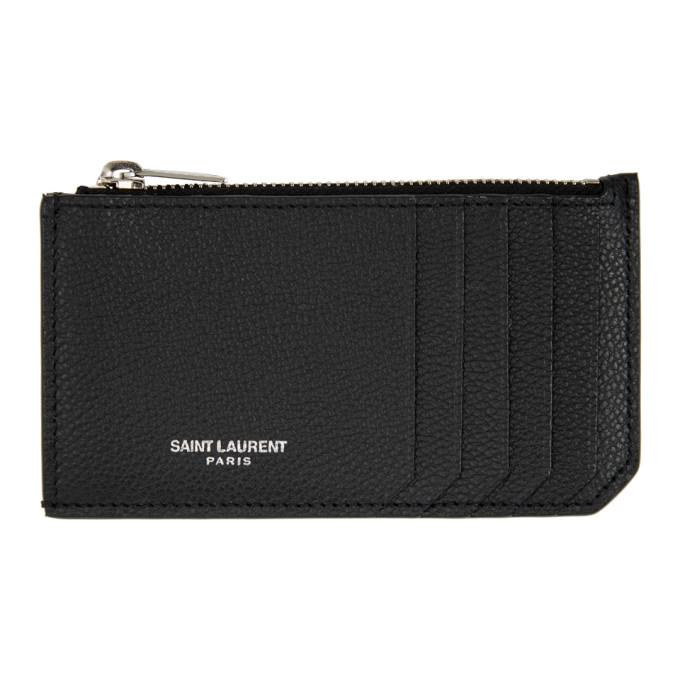 Saint Laurent Black and Silver Fragment Card Holder