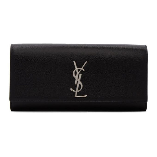 Saint Laurent Black and Silver Kate Clutch