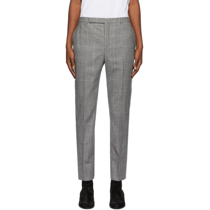 Saint Laurent Black and White Wool Houndstooth Trousers – BlackSkinny