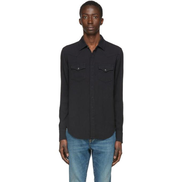 Saint Laurent Black Corduroy Western Shirt
