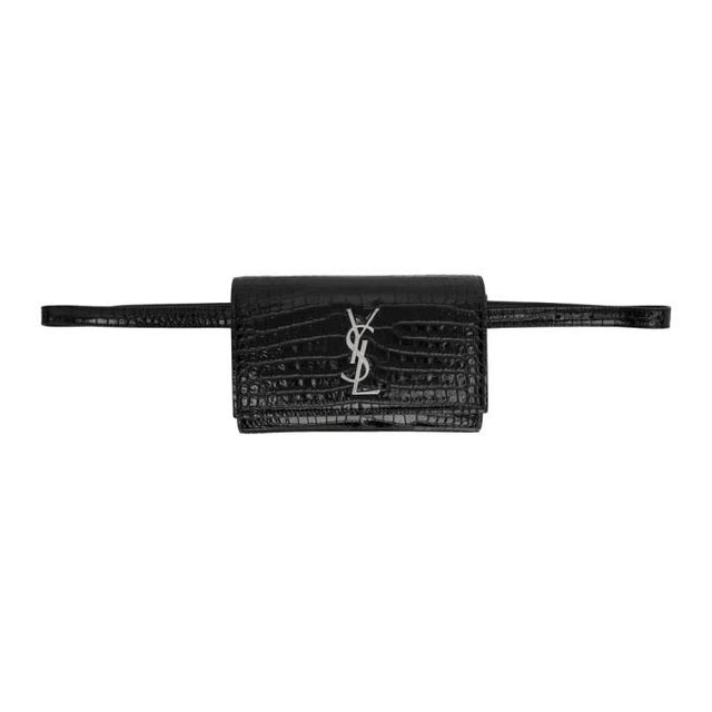 Saint Laurent Black Croc Kate Belt Bag