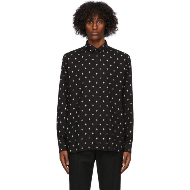 Saint Laurent Black Cross Pattern Shirt