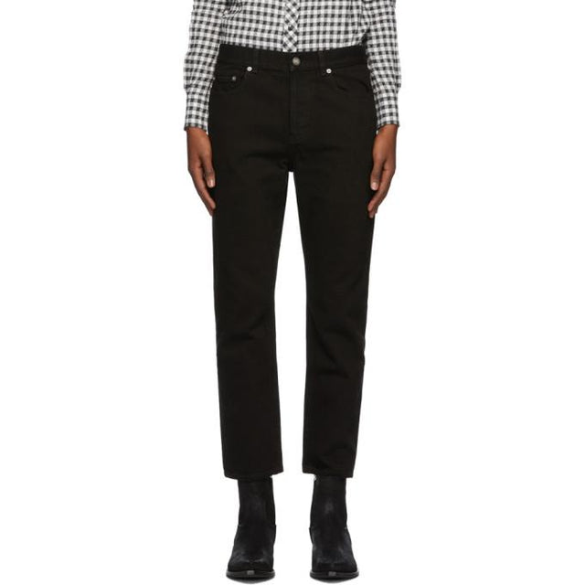 Saint Laurent Black Distressed Straight-Cut Jeans