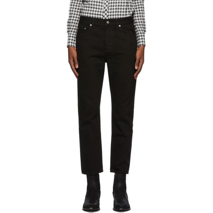 Saint Laurent Black Distressed Straight-Cut Jeans