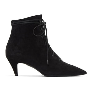 Saint Laurent Black Kiki 55 Lace-Up Boots