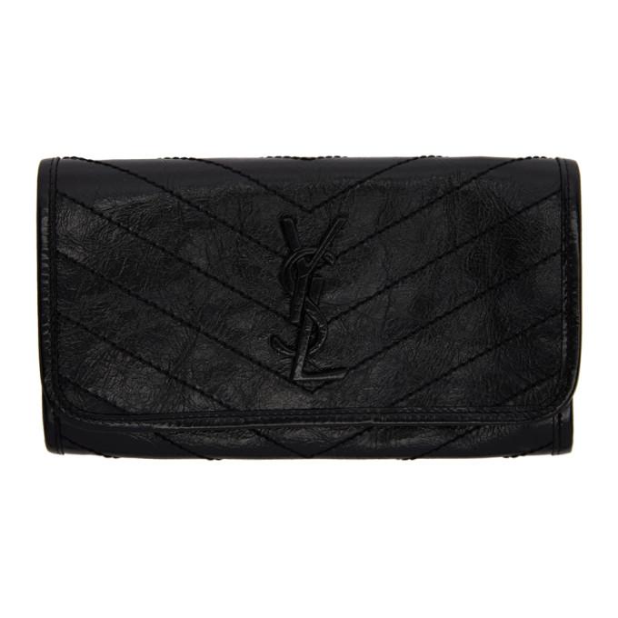 Saint Laurent Black Large Flap Niki Wallet